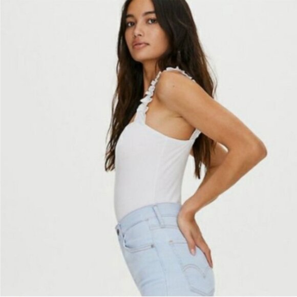 nwot Sunday best ribbed ruffle bodysuit M - Picture 2 of 6